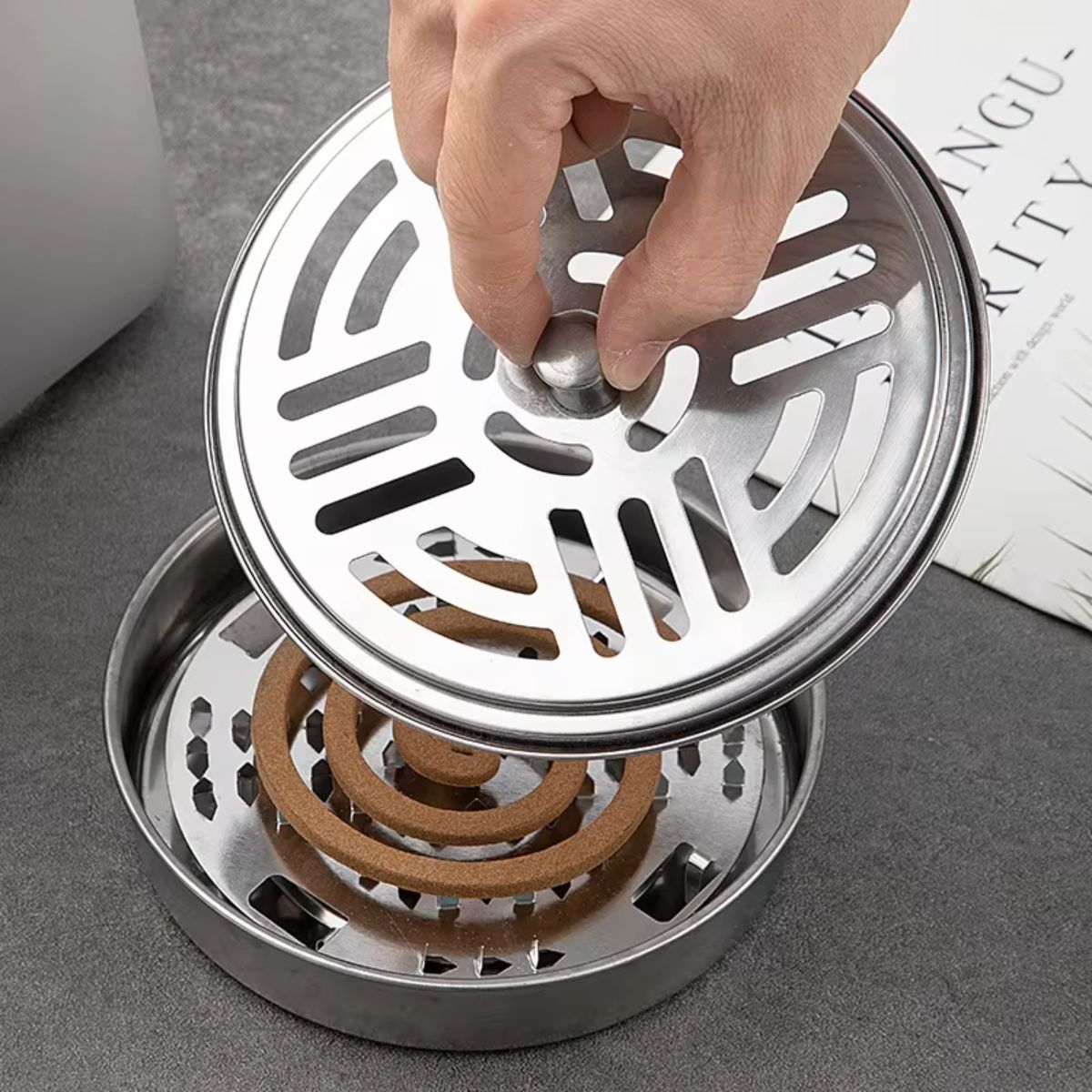 Portable Mosquito Coil Holder with Cover